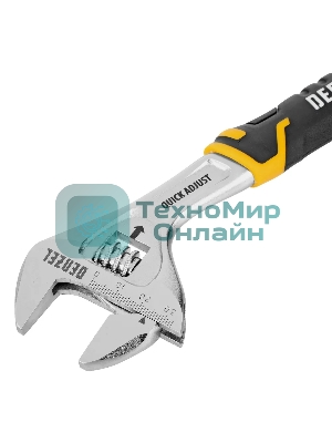 Ключ разводной Denzel 200 мм (раскрытие до 33 мм), CrV, с быстрым сбросом, кованый, TPR рукоятка