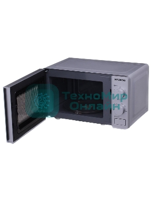 Микроволновая печь Hyundai HYM-M2001 серебристый/черный, 20 л, 700 Вт, переключатели - поворотный механизм