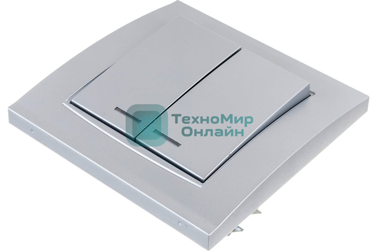 Выключатель 2-кл. СП Бриллиант 10А IP20 с подсветкой серебр. Universal 7949667