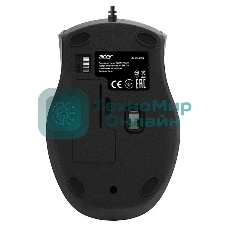 Мышь проводная Acer OMW020 черный, 1600 dpi, USB, кнопки - 4