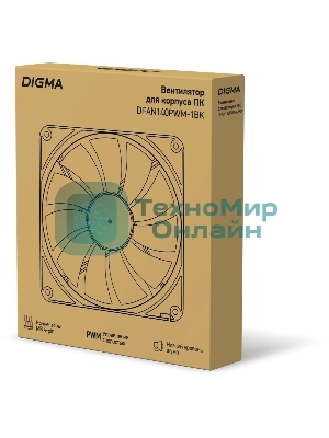 Вентилятор для корпуса Digma DFAN140PWM-1BK черный, 140 мм, 1500 об/мин, 28 дБ, 4 pin