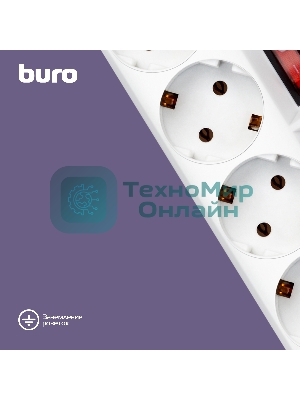 Сетевой фильтр Buro 500SH-3-SW-W 3 м, 5 розеток, белый, коробка