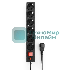 Сетевой фильтр Гарнизон для ИБП, 5 р, 10А, 1.8 м, ур.защиты 4, черный, пакет