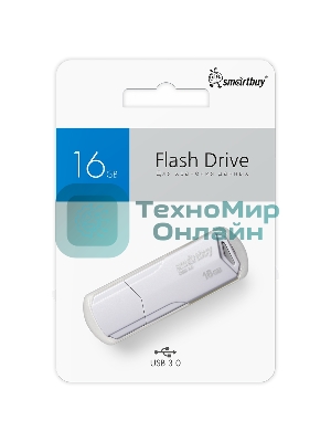 Флешка USB Smartbuy CLUE white (SB16GbCLU-W3), 16Gb, USB 3.0/3.1, R/W 70/25, белый