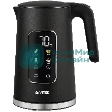 Чайник электрический Vitek VT-1162, 1.7л, 2200Вт, черный, корпус: металл/пластик