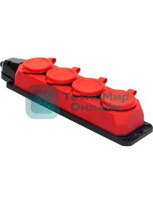 Колодка каучуковая ЭРА с/з 4 гн 16A IP44 красная (7/70/420)