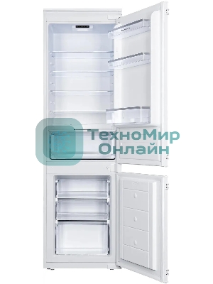 Встраиваемый холодильник Zigmund & Shtain BR 18 X белый двухкамерный 195/75 л морозилка снизу, размораживание ручное