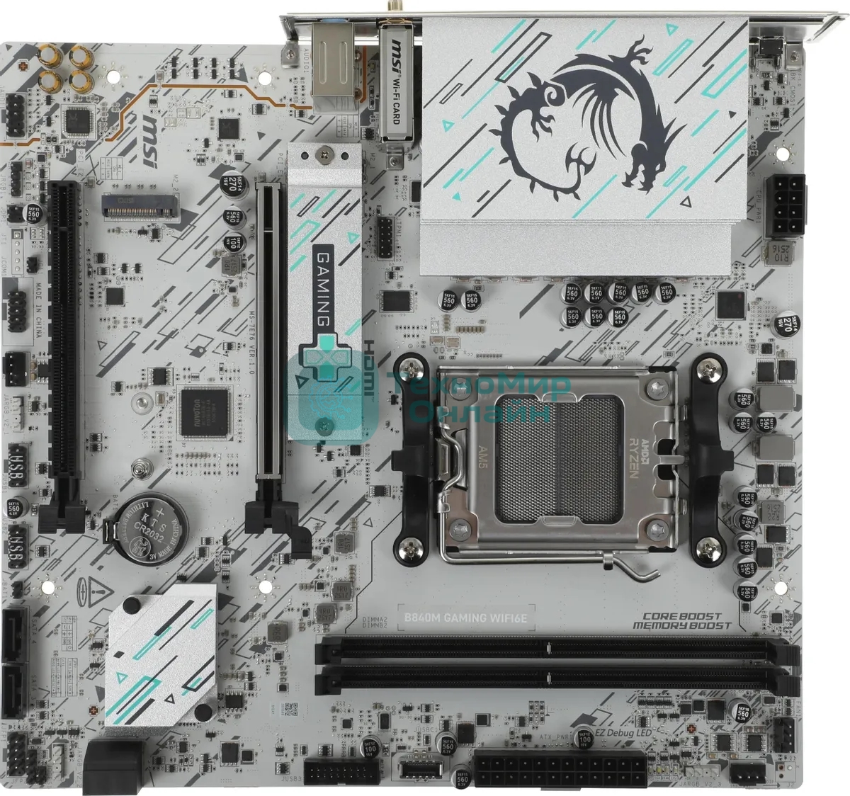 Материнская плата MSI B840M GAMING WIFI6E, AM5, AMD B840, 2xDDR5, 4xSATA, 2xM.2, 1xPCIe 4.0 x16, 1xPCIe 3.0 x4, 1xDP, 1xHDMI, 1x2.5Gb LAN, Wi-Fi 6E, Bluetooth 5.3, 4xUSB-A 5Gbps, 2xUSB-A 2.0, 2x3.5 мм, 7.1, mATX