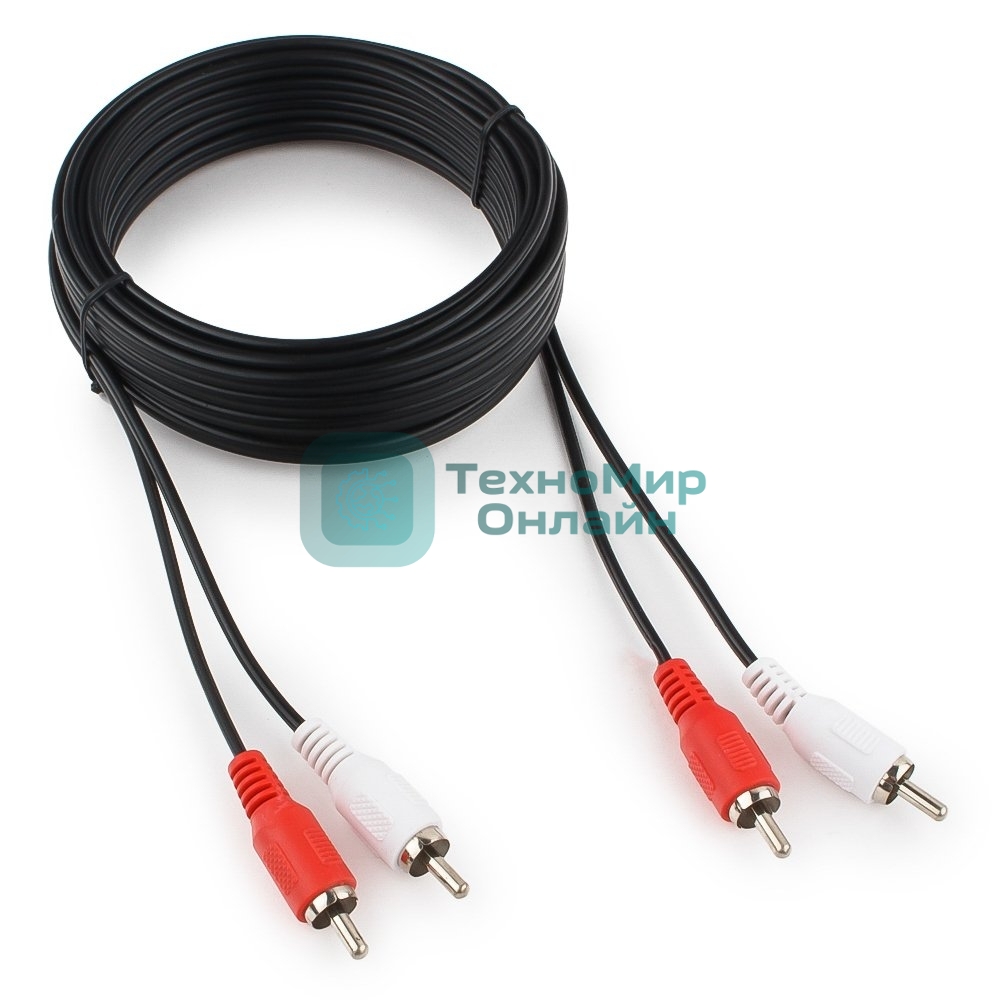 Кабель аудио Cablexpert CCA-2R2R-5M-N, 2xRCA/2xRCA, 5м, черный, пакет