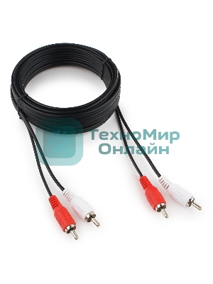 Кабель аудио Cablexpert CCA-2R2R-5M-N, 2xRCA/2xRCA, 5м, черный, пакет