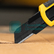 Нож Denzel 18 мм, сменное лезвие, SK4, корпус из ABS + TPR, торцевой зажим