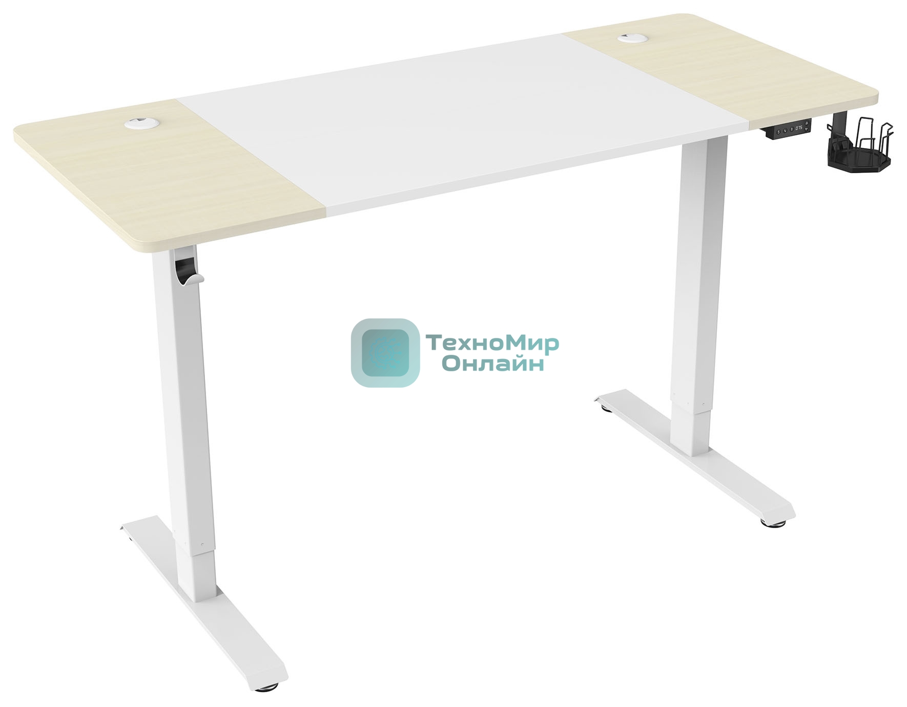 Стол компьютерный Cactus CS-EDL-WWD столешница МДФ дуб молочный каркас белый