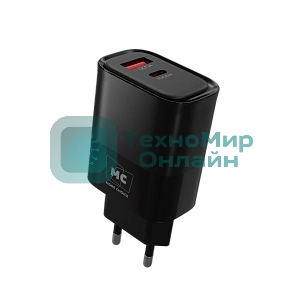 Сетевое зарядное устройство MORE CHOICE NC81 СЗУ 1USB+1Type-C 3.0A PD 20W+ QC3.0, черный