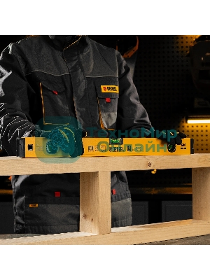 Уровень алюминиевый Denzel магнит., фрезерованный, 3 глазка (1 зеркал.), 0,5 мм/м, 600 мм