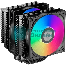 Кулер для процессора/CPU Cooler PCCooler RT620 ARGB BK (250W, 4-pin PWM, 157мм, Al/Cu, 6x6мм, 2x120мм, 73.32CFM, 34.9dBA, 2200RPM, S: 1851/1700/1200/115X, AM5/AM4, черный)