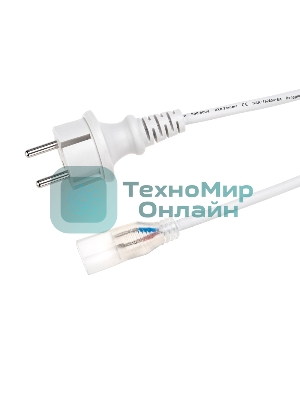 Установочный набор для одностороннего Гибкого неона Neon-night 8х16 мм (шнур питания каучук с диодным мостом и вилкой, заглушка, переходная муфта, игла) 1,5м