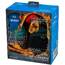 Игровые стереонаушники с микрофоном SVEN AP-G988MV, черный-красный Игровые стереонаушники с микрофоном SVEN AP-G988MV, черный-красный