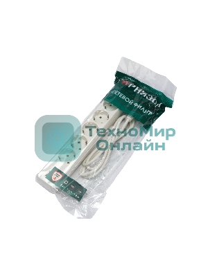 Сетевой фильтр Гарнизон 5 р, 10А, 2xUSB, 1.8 м, ур.защиты 4, белый, пакет
