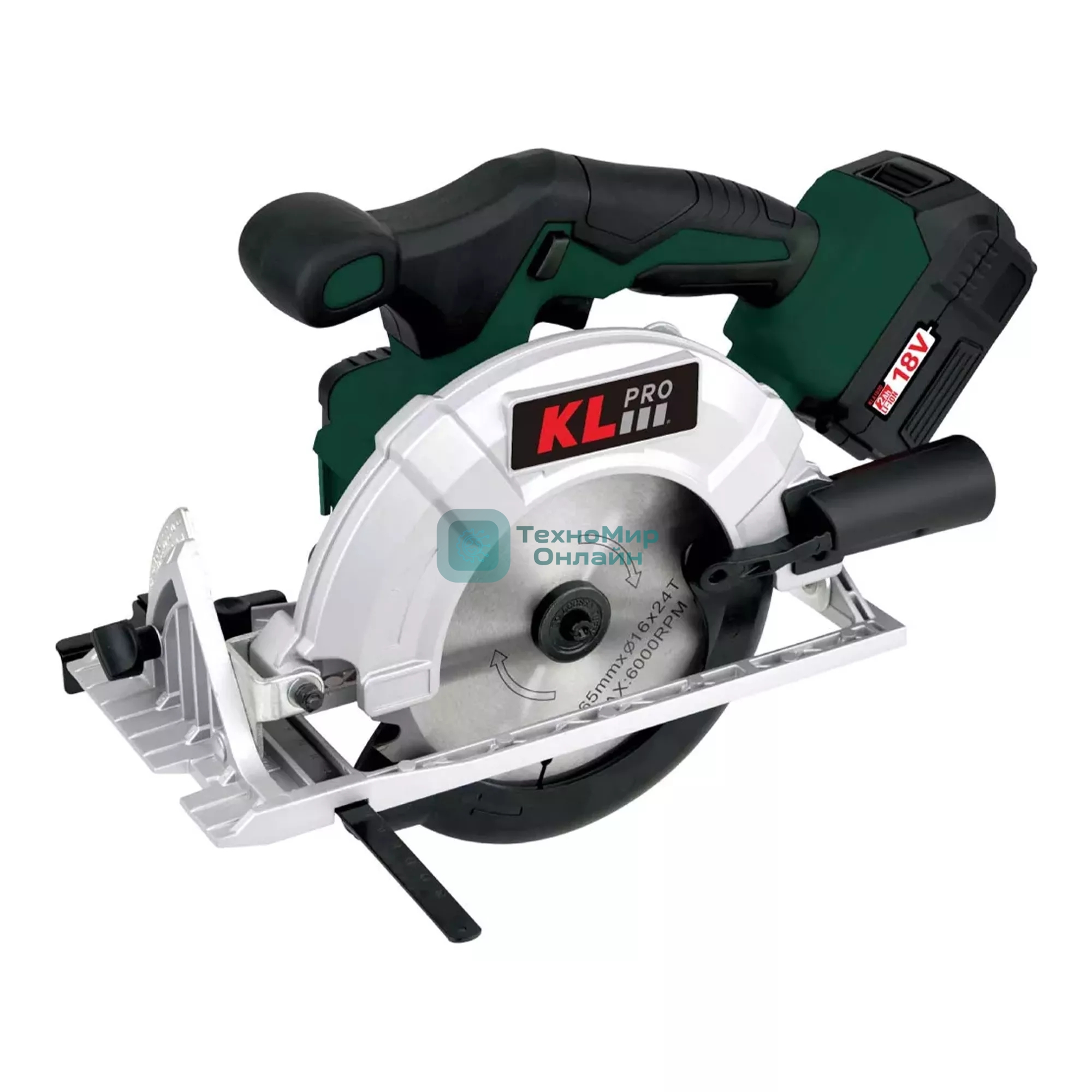 Профессиональная пила циркулярная бесщеточная KLPRO KLDAT18B-20 (18 В/2,0 А·ч)