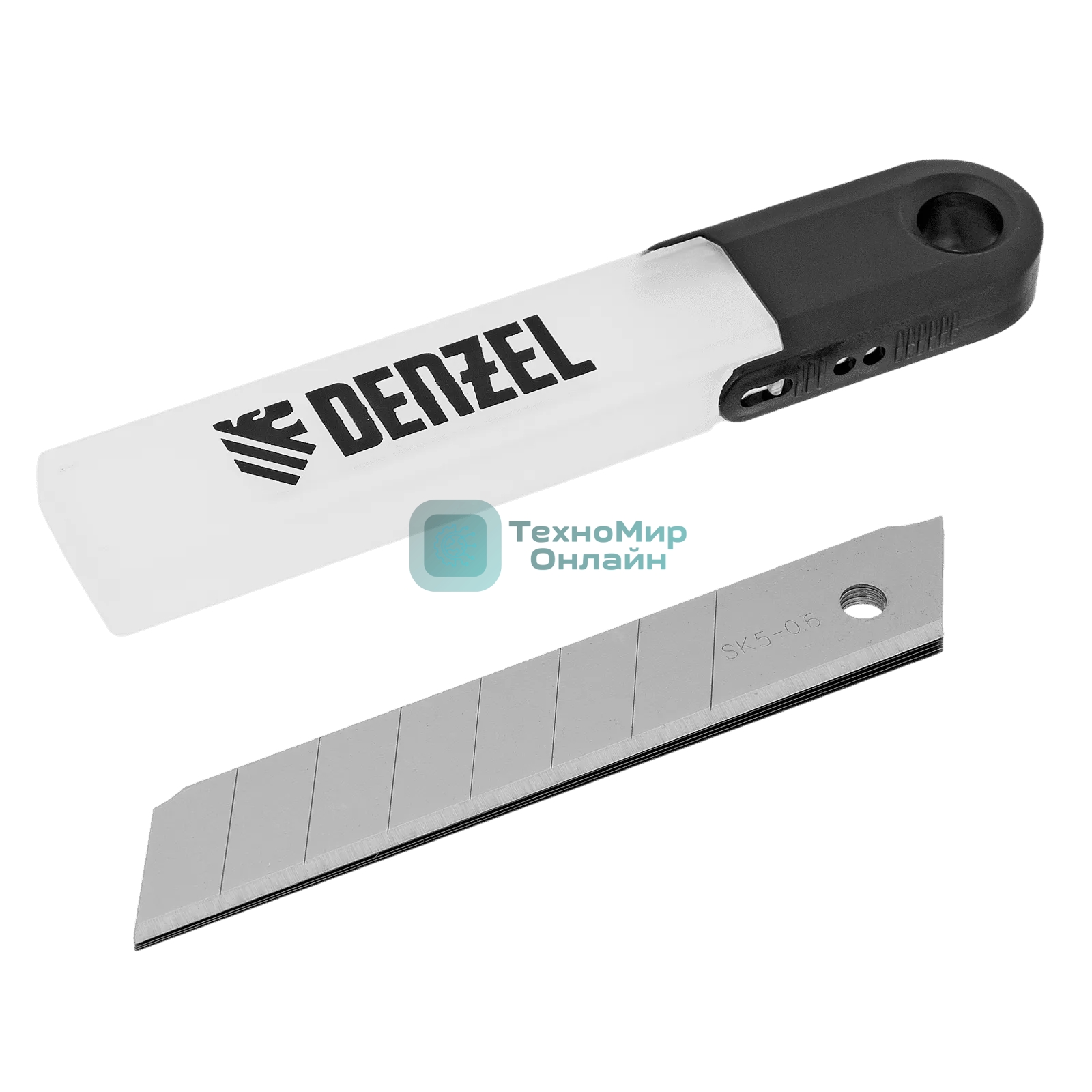 Лезвия Denzel 18 мм, сталь SK5 - 0,6 мм, усиленные, 5 шт.