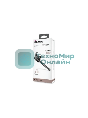 Беспроводная гарнитура Olmio BTH-09 черный, моно-гарнитура, Bluetooth, заушное крепление, до 6 ч