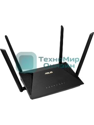 Роутер ASUS RT-AX53U 802.11b/g/n/ac/ax, до 574 + 1201 Mbps, 2,4 + 5 гГц, 4 антенны, USB