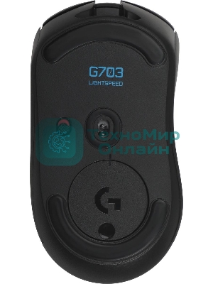 Мышь игровая Logitech G703 Lightspeed черная, сенсор 100-25600dpi (Hero25K), беспроводная 2.4GHz + USB 1,8м, 5 программируемых кнопок + колесо прокрутки, RGB-подсветка, под правую руку