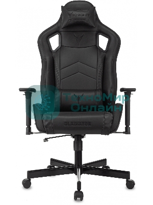 Кресло Knight Gladiator черный, экокожа, 120 кг, механизм качания