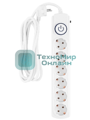 Сетевой фильтр Ippon BK-6-EU-3-16-W 3 м, 6 розеток, белый, коробка