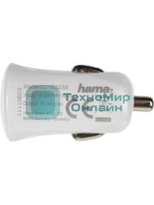 Комплект зарядное устройство Hama H-183266 2.4A для Apple кабель Apple Lightning белый
