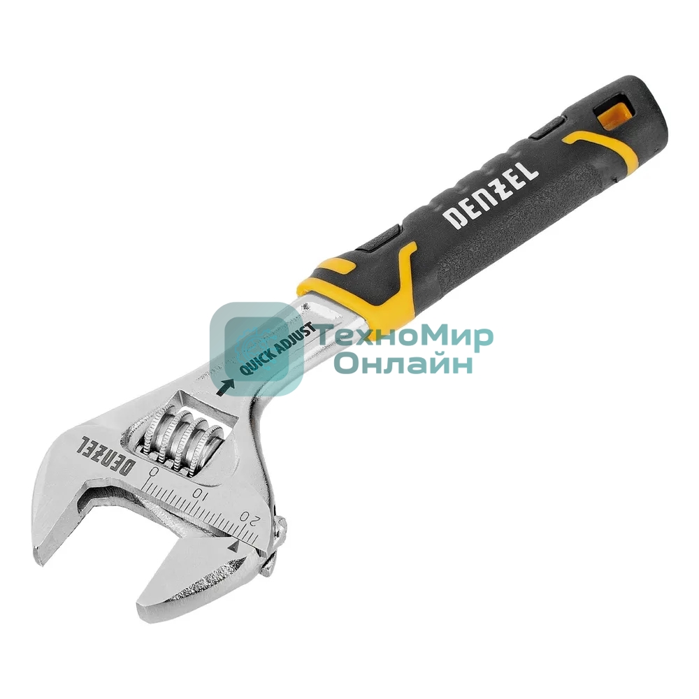 Ключ разводной Denzel 150 мм (раскрытие до 23 мм), CrV, с быстрым сбросом, кованый, TPR рукоятка