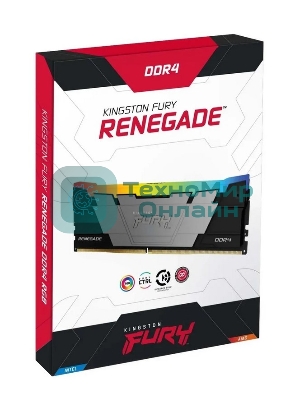 Оперативная память Kingston Fury Renegade, DDR4, 16GB (1x16GB), 3200MHz, CL16, DIMM, с радиатором, RGB, серебристый/черный