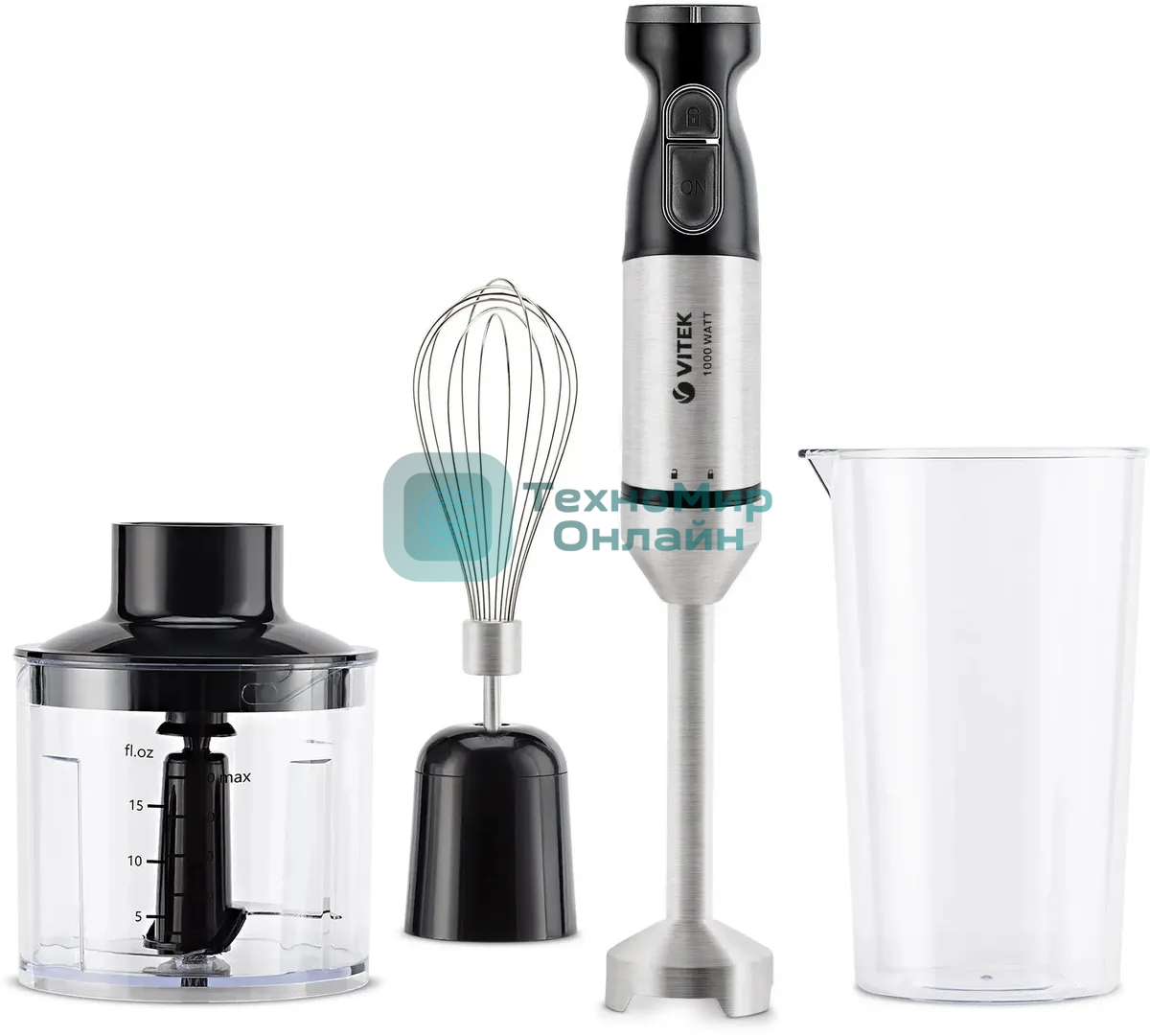 Блендер погружной Vitek VT-8545 1000 Вт, черный/серебристый