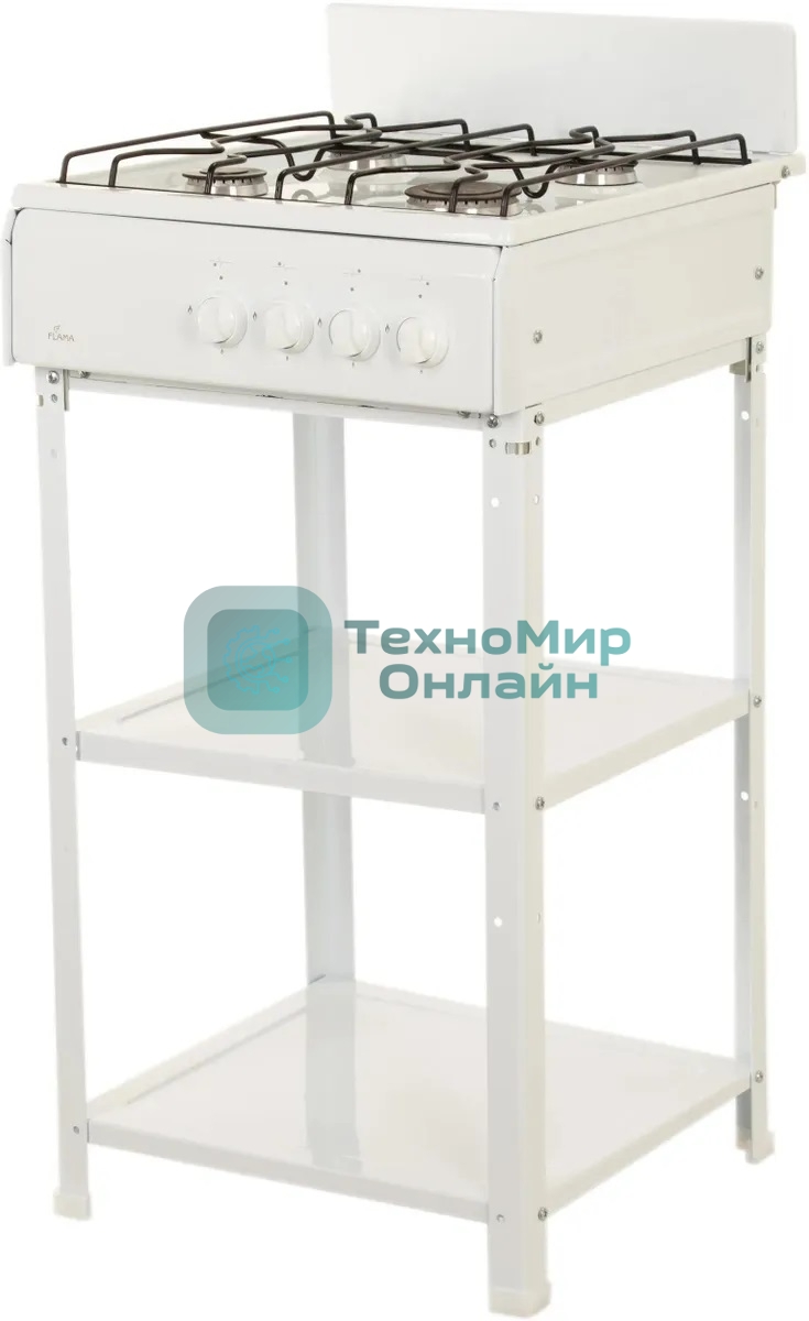Плита газовая Flama AVG 1407 W белый, конфорок 4 газовых, духовка отсутствует, 50 см x 85 см x 57 см