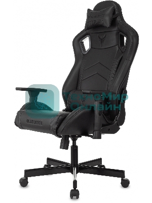 Кресло Knight Gladiator черный, экокожа, 120 кг, механизм качания