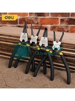 Набор из 4-х съемников стопорных колец Deli DL20521-4175мм, сталь HRC50-54, прорезиненная рукоять, блистер