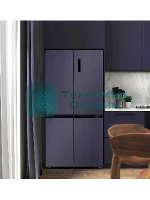 Холодильник LEX LCD450BmID синий металлик трехкамерный 288/129л морозилка снизу, No Frost, Side-by-Side