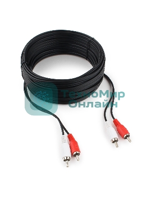 Кабель аудио Cablexpert CCA-2R2R-10M-N, 2xRCA/2xRCA, 10м, черный, пакет