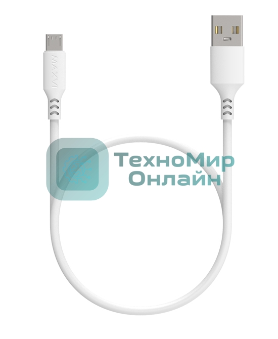 Кабель Maxvi MC-A01 plus white USB-A - microUSB, 2A ток макс. нагрузки 2А, макс. напряжение 5V; стандарт USB 2.0; длина 1.2м, материал PVC, белый