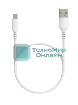 Кабель Maxvi MC-A01 plus white USB-A - microUSB, 2A ток макс. нагрузки 2А, макс. напряжение 5V; стандарт USB 2.0; длина 1.2м, материал PVC, белый