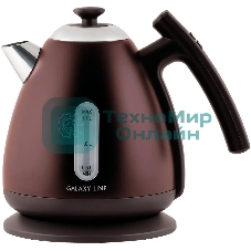 Чайник электрический Galaxy Line GL 0343, горький шоколад, металл, 2200 Вт, 1.7 л