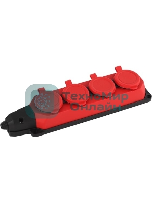 Колодка каучуковая ЭРА с/з 4 гн 16A IP44 красная (7/70/420)
