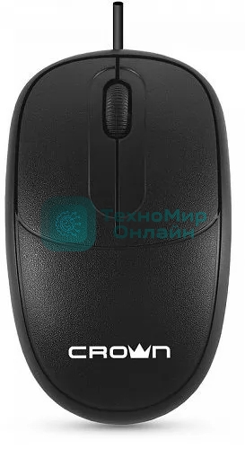 Мышь проводная Crown CMM-128 черный, 1000 dpi, USB, кнопки - 2