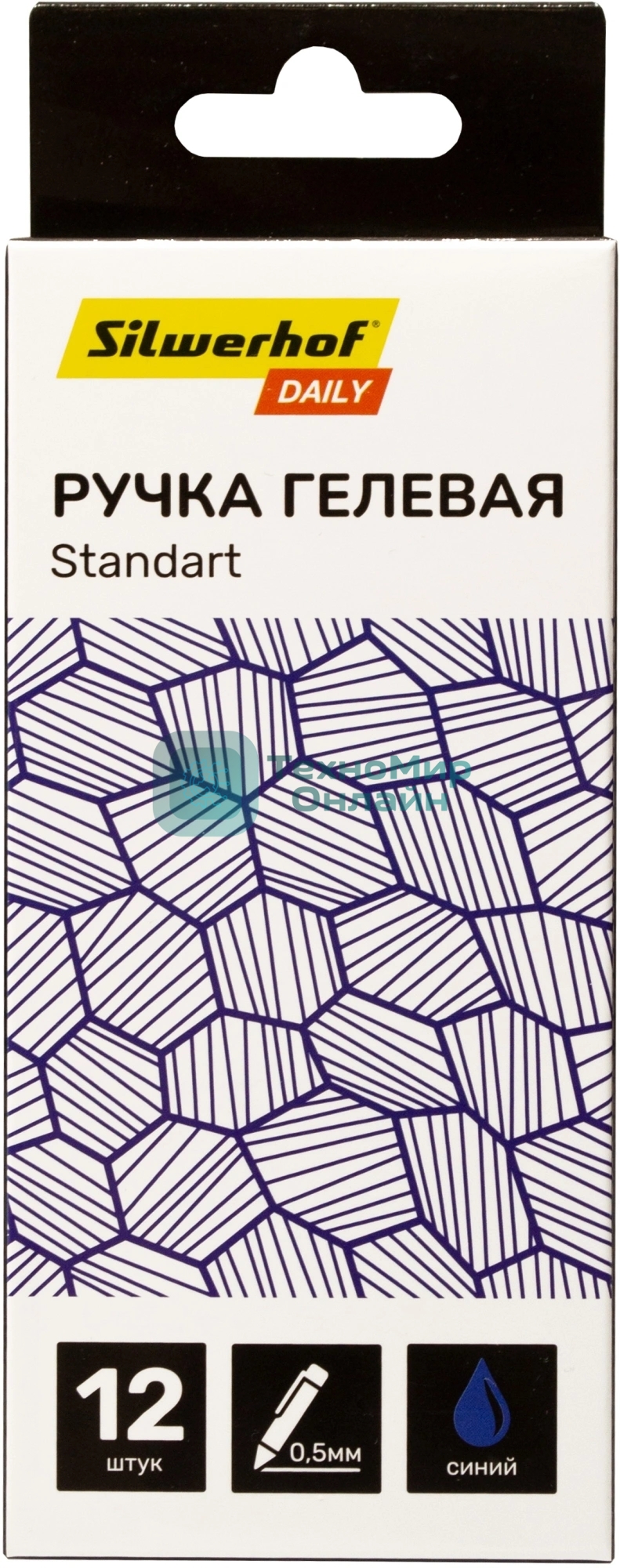 Набор ручек гелевых автоматическая Silwerhof Daily NG Standart, d=0.5мм, синие чернила, коробка картонная (12шт), линия 0.3мм