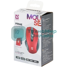 Мышь беспроводная Defender Prime MB-053 красный, 1600 dpi, радиоканал, USB, кнопки - 6