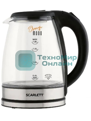Чайник электрический Scarlett SC-EK27G36 1.8л. 1800Вт черный (корпус: стекло)