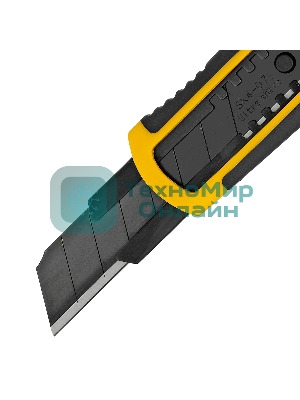 Нож Denzel 18 мм, сменное лезвие, SK4, корпус из ABS + TPR, торцевой зажим