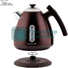 Чайник электрический Galaxy Line GL 0343, горький шоколад, металл, 2200 Вт, 1.7 л