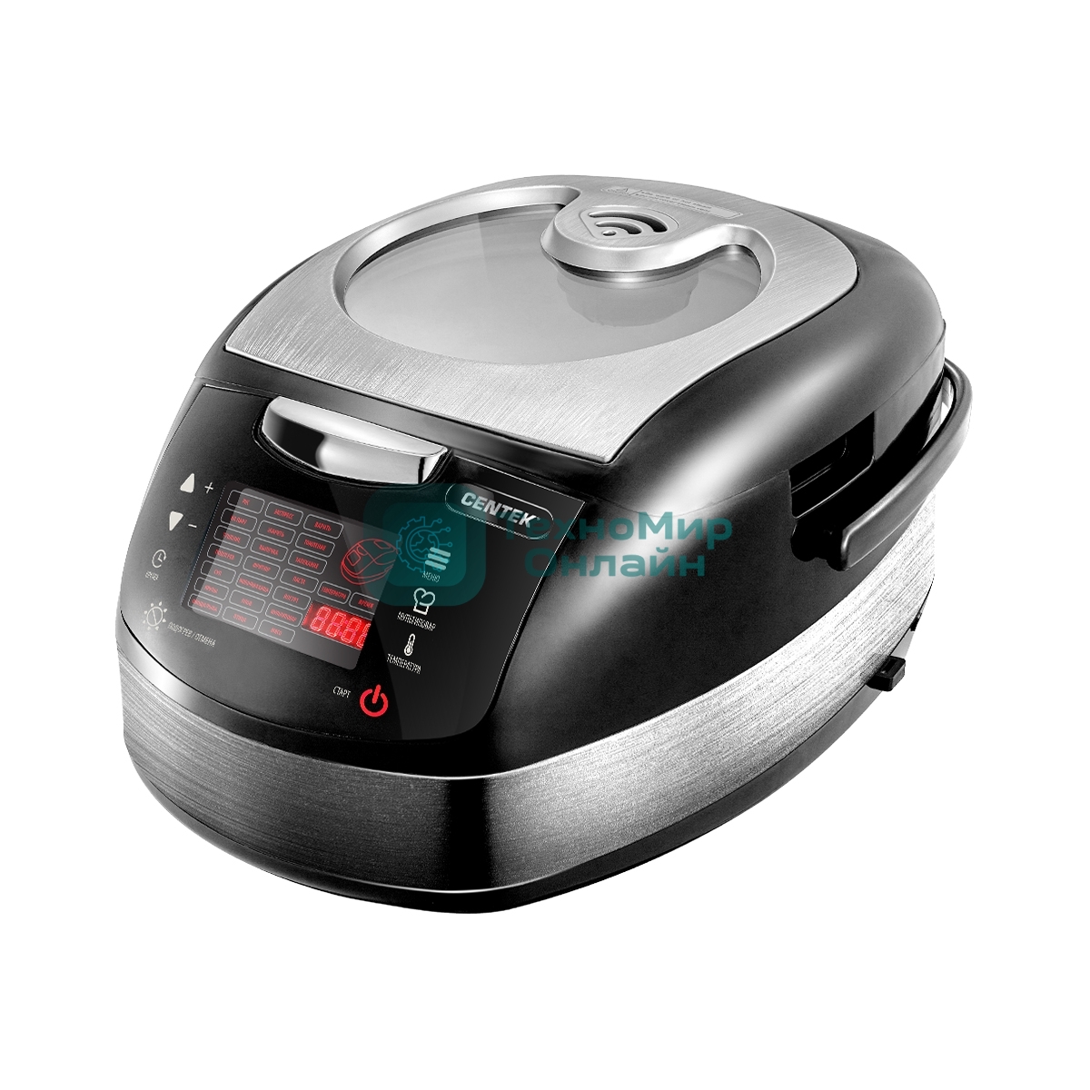 Мультиварка Centek CT-1472 Ceramic черный/сталь, 860 Вт, 5.0 л, LED, 21 программа