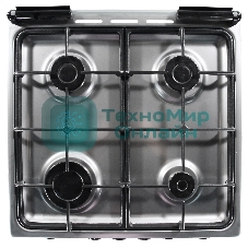 Плита комбинированная De Luxe 5040.41ГЭ (КР) ЧР-010 нержавеющая сталь, конфорок 4 шт, духовка 46 л, 50 см x 85 см x 50 см